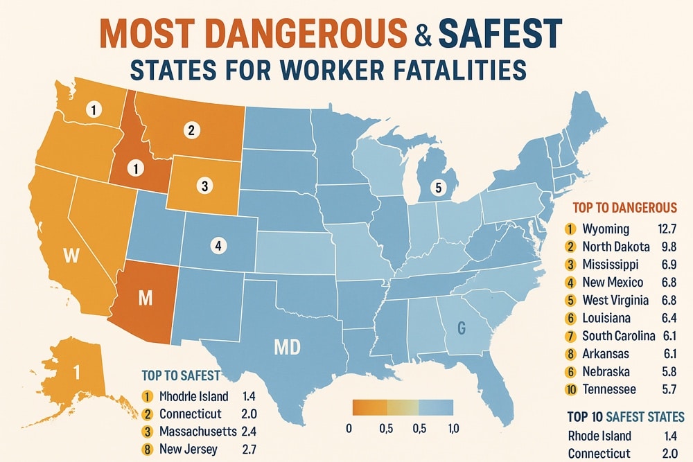 Top 10 Most Dangerous States for Workers in the U.S.