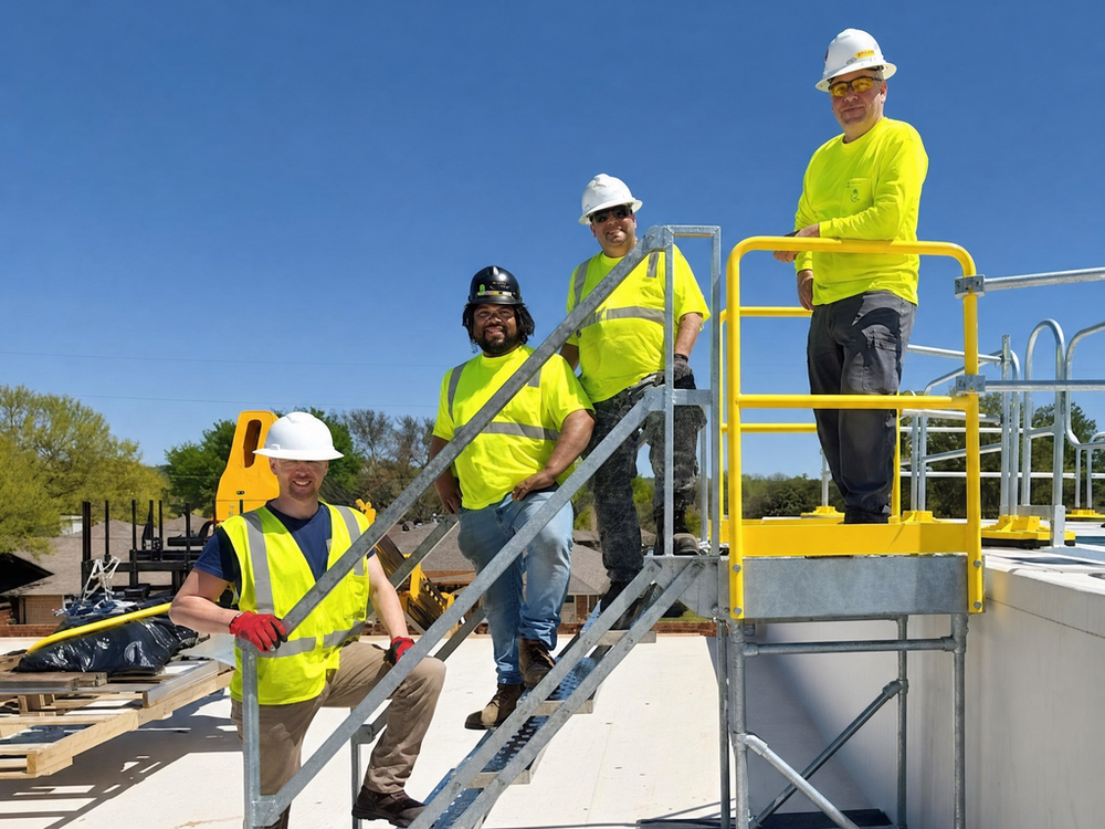 The EDGE Fall Protection installation team on a jobsite
