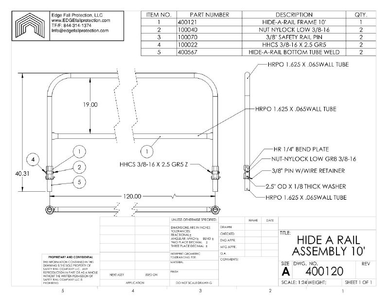 360° Mobile Hide-a-Rail Folding Rail from EDGE Fall Protection