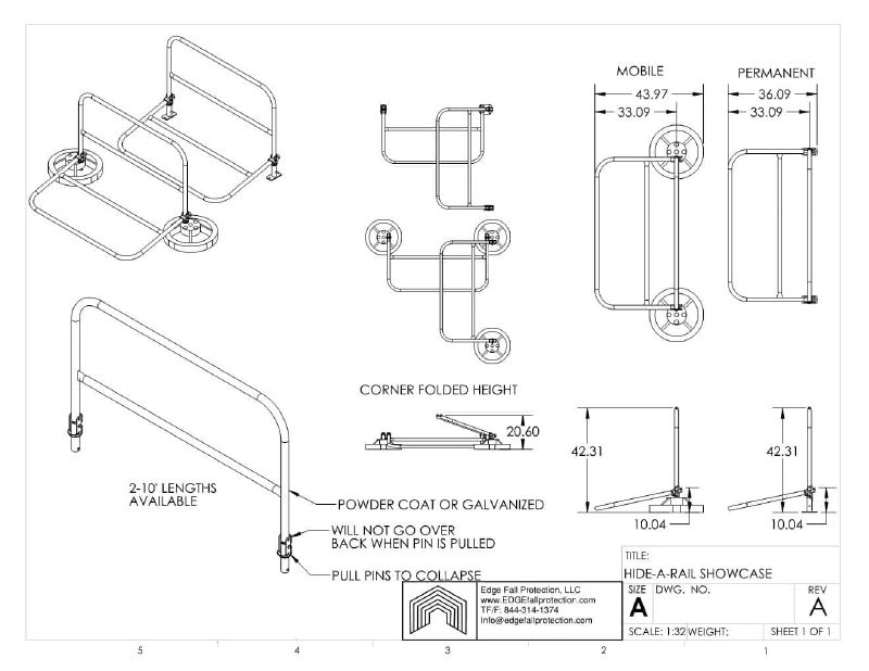 360° Mobile Hide-a-Rail Folding Rail from EDGE Fall Protection